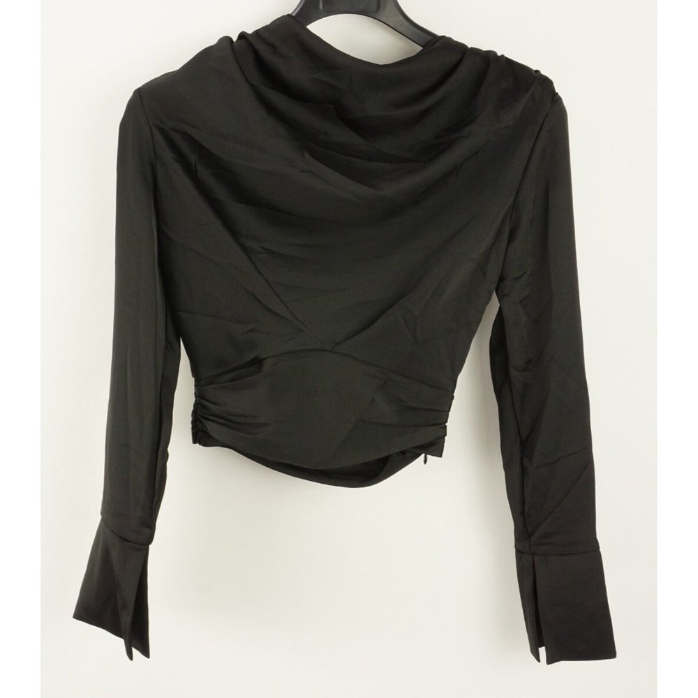 New 4th & Reckless Women's Size S Small Long Sleeve Black Jersey Crop Top